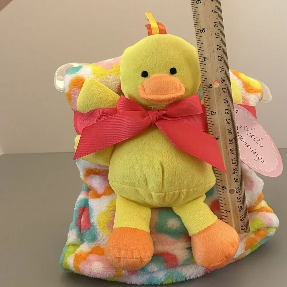 Little Beginnings Soft Security Blanket with Yellow Duck Plush 30”x30”